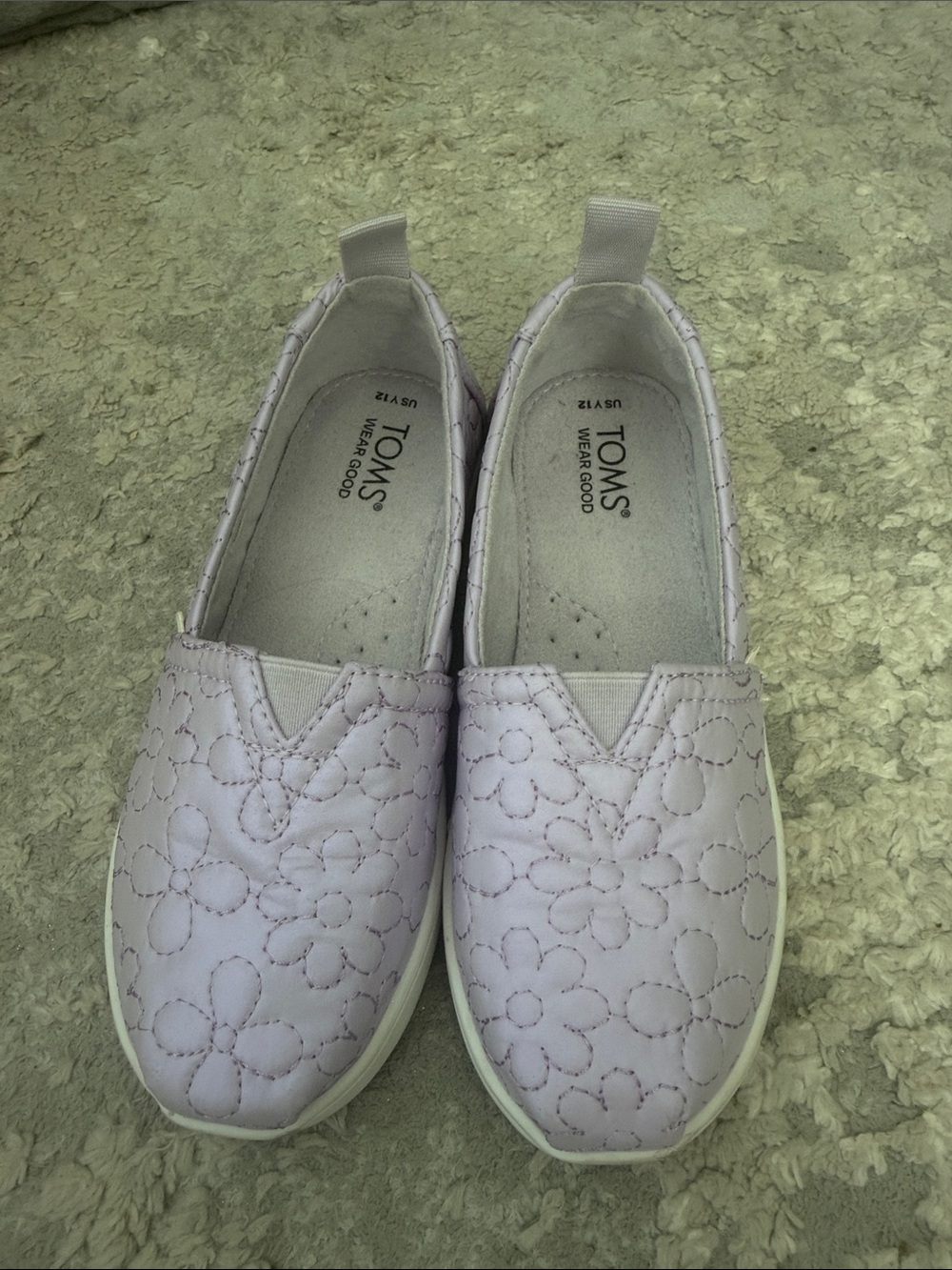 TOMS Kids Lavender Floral Slip-On Sneakers
